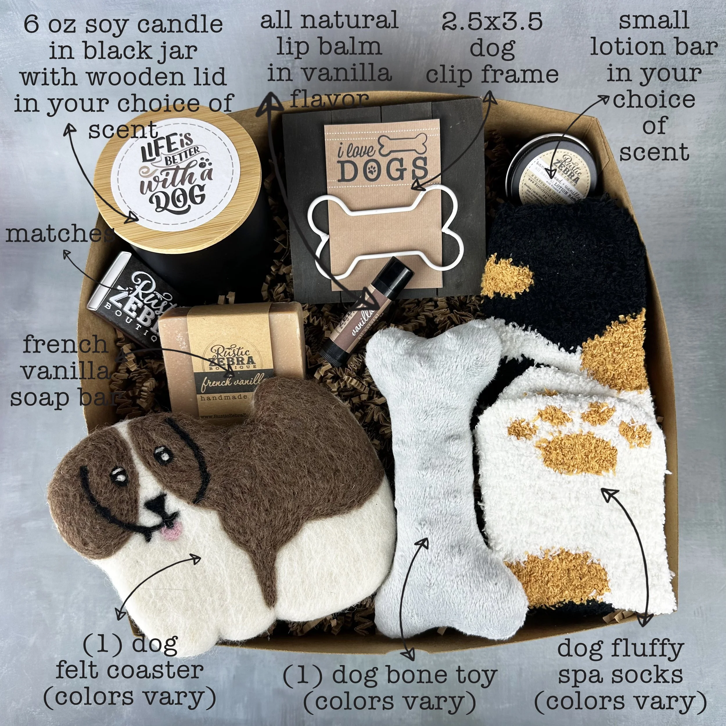 ドッグデプト　ノベルティ　2こセット　オリジナルマルチボックス LIFE IS BETTER WITH DOGS Large Gift Box — Rustic Zebra Boutique